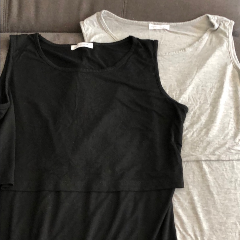 Nursing tank top modal grey black medium